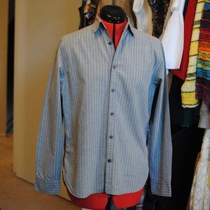 Men's GAP Gray/ Blue Stripe Button-Up Shirt